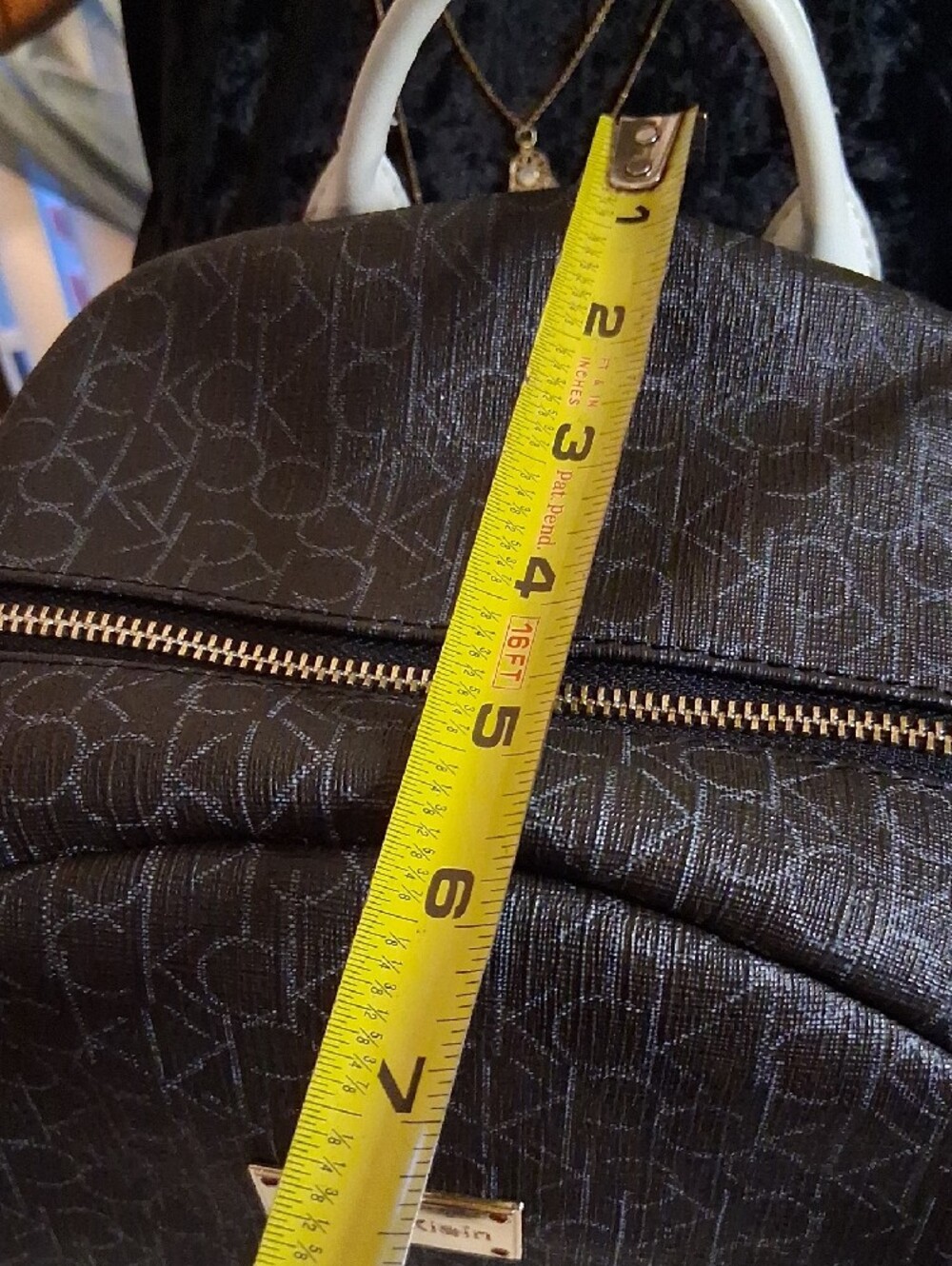 Calvin Klein Monogram Black Backpack with White Leather Accent Pocket. Nwot - Picture 8 of 13